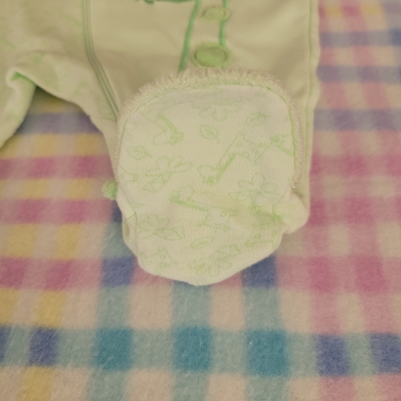 JUST BORN ♡ Green|Brown Giraffe Birdies MY DADDY LOVES ME Zip Footie Outfit 0-3M - Picture 12 of 15